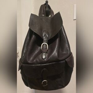 London Fog Brown Leather Backpack